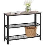 Cheflaud Console Table Entry Table with Double Mesh Shelves for Entryway, Industrial Sofa Table Foyer Table for Front Hall, Hallway, Sofa, Couch, Living Room, Coffee Bar, Kitchen, Rustic