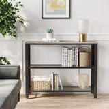 Cheflaud Console Table Entry Table with Double Mesh Shelves for Entryway, Industrial Sofa Table Foyer Table for Front Hall, Hallway, Sofa, Couch, Living Room, Coffee Bar, Kitchen, Rustic