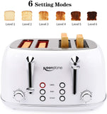 Toasters 4 Slice, Keenstone Retro Stainless Steel Bagel Toaster with Wide Slots, Black