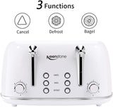 Toasters 4 Slice, Keenstone Retro Stainless Steel Bagel Toaster with Wide Slots, Black