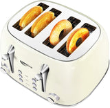 Toasters 4 Slice, Keenstone Retro Stainless Steel Bagel Toaster with Wide Slots, Black