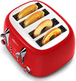 Toasters 4 Slice, Keenstone Retro Stainless Steel Bagel Toaster with Wide Slots, Black
