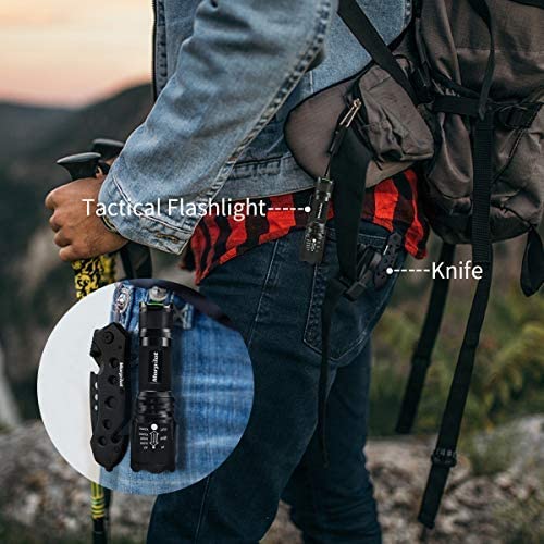 Pocket Knife, Multi Folding Knife and Flashlight Set, Pocketclip, Glass Breaker, Seatbelt Cutter Survival Knives for Hiking, Camping, Fishing, Pocket Knives for Man, Husband, Boyfriends, Brother