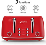 Toasters 4 Slice, Keenstone Retro Stainless Steel Bagel Toaster with Wide Slots, Black