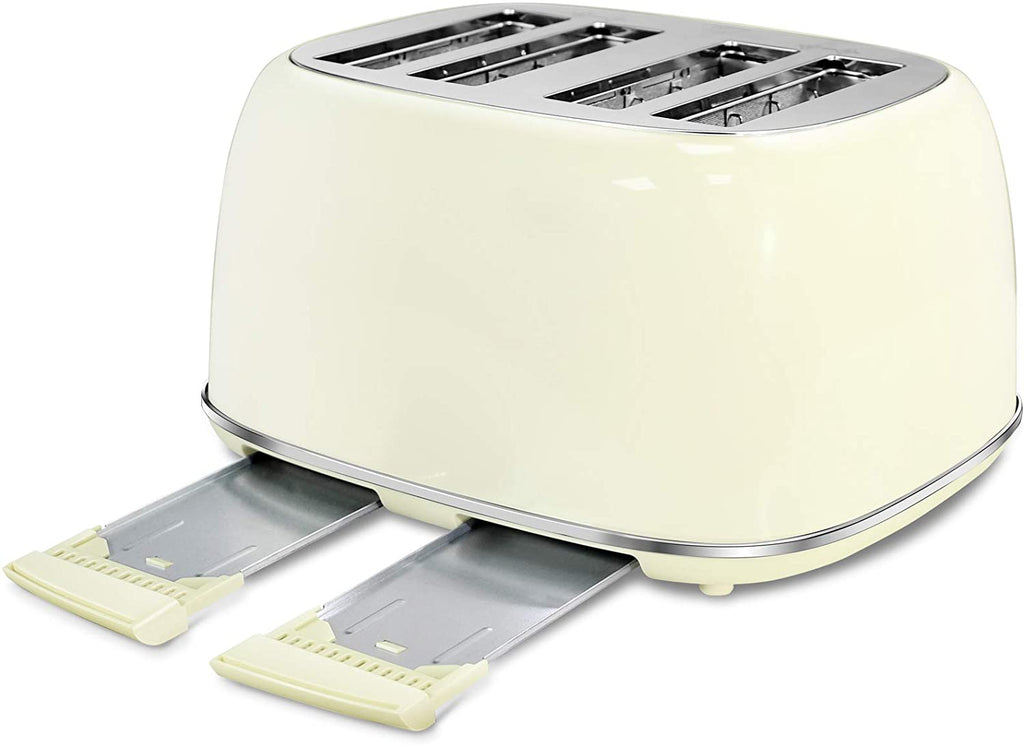 Toasters 4 Slice, Keenstone Retro Stainless Steel Bagel Toaster with Wide Slots, Black