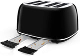 Toasters 4 Slice, Keenstone Retro Stainless Steel Bagel Toaster with Wide Slots, Black