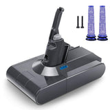 Replacement Battery for Dyson V8 SV10 with 2 Filters 21.6V 4500mAh , Compatible with Dyson V8 Animal V8 Absolute Fluffy V8 Motorhead V8 Carbon Fiber Cord-Free Cordless Handheld Vacuum Batteries
