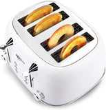 Toasters 4 Slice, Keenstone Retro Stainless Steel Bagel Toaster with Wide Slots, Black