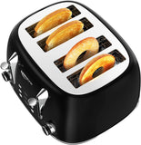 Toasters 4 Slice, Keenstone Retro Stainless Steel Bagel Toaster with Wide Slots, Black