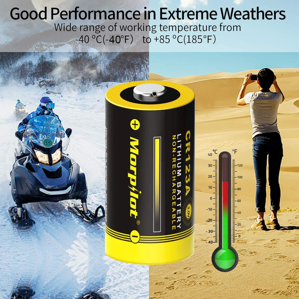 3V CR123A Lithium Battery, High Capacity 1500mAh Non-Rechargeable CR123A Batteries PTC Protected for Flashlight, Camera, Toys, Alarm System (Not Compatible with Arlo Cameras) (20PCS) (Yellow)