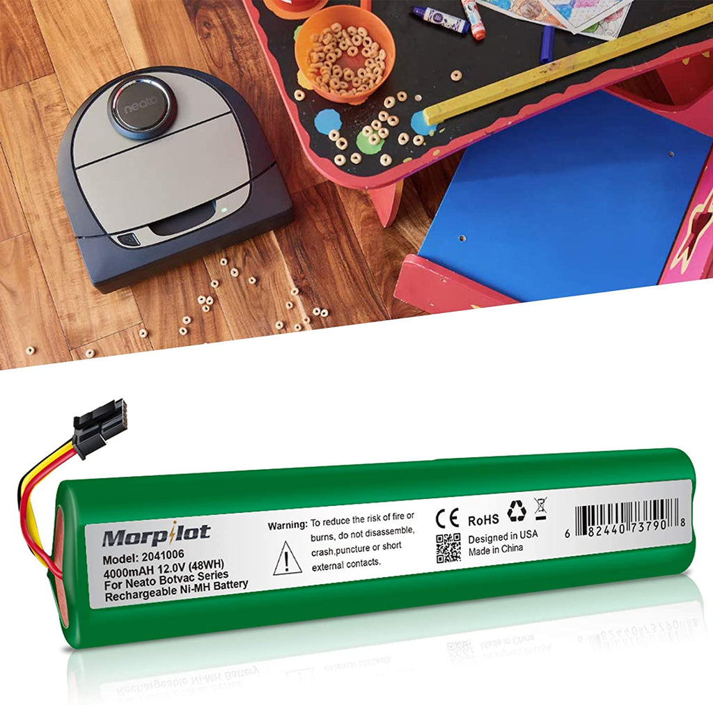 Morpilot 12V 4000mAh NiMh Battery for Neato Botvac Series 70e, 75, 80, 85 Robotic Vacuum 945-0129 945-0174 (NOT COMPATIBLE with Neato D4 D3 D5 D7)