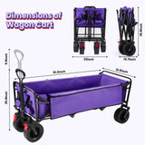 Super Large Collapsible Garden Cart, VECUKTY Folding Wagon Utility Carts with Wheels and Rear Storage, Wagon Cart for Garden, Camping, Grocery Cart, Shopping Cart, Purple