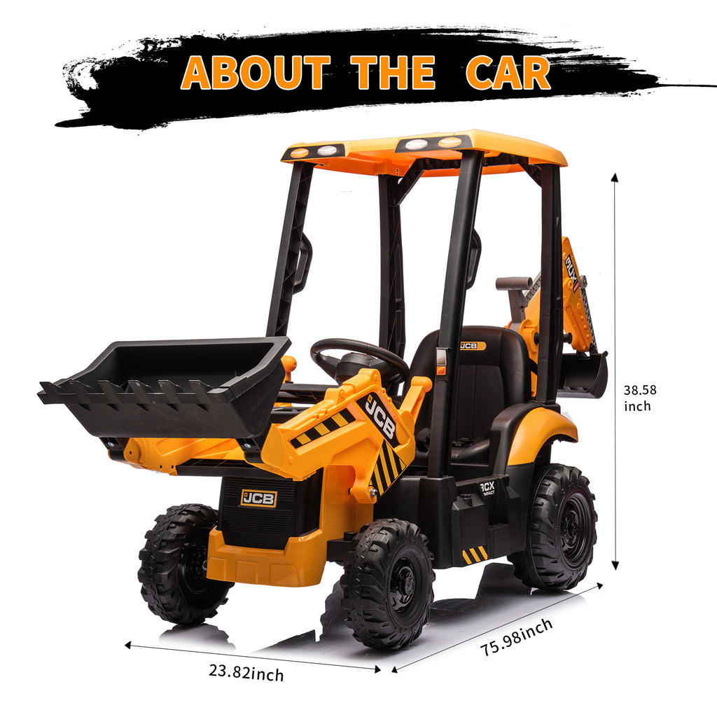 Ride on Excavator Car with RC, Keenstone JCB Digger Truck Scooter Seat Storage,Yellow