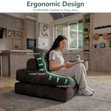 Folding Sofa Bed, Convertible Sleeper Chair with Pillow, Portable Chair Sofa for Living Room & Bedroom, Anti-Slip, No Installation Required, Grey, Single Size