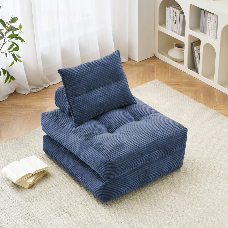 BEHOST 70" Modern Corduroy Futon Couch Bed, Space-Saving Convertible Sofa for Apartment, Navy Blue