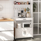 Behost Baker's Racks with Cabinet, Kitchen Adjustable Storage Shelves for Microwave Cart Oven Stand Coffee Bar, White