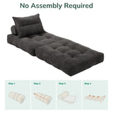 Folding Sofa Bed, Convertible Sleeper Chair with Pillow, Portable Chair Sofa for Living Room & Bedroom, Anti-Slip, No Installation Required, Grey, Single Size