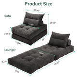 Folding Sofa Bed, Convertible Sleeper Chair with Pillow, Portable Chair Sofa for Living Room & Bedroom, Anti-Slip, No Installation Required, Grey, Single Size