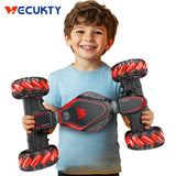 RC Twisting Snake Car, Keenstone Giant Wheel Remote Control Toy Car with High-Speed Climbing and Colorful Gradient Lights with Music,Red
