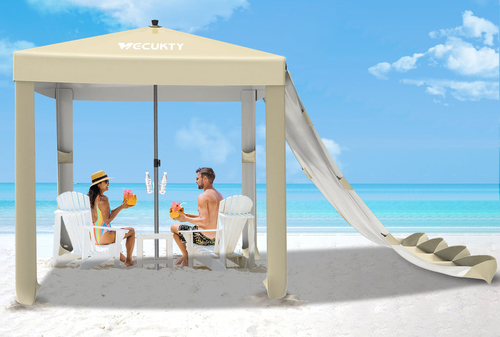beach tent with uv protection VECUKTY Beach Cabana, 6.2 x 6ft Portable Beach Canopy with Side Wall, – Keenstone.com