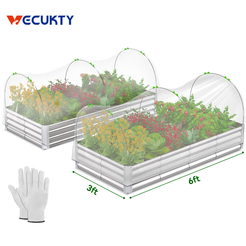 VECUKTY 15x3x1 ft Raised Garden Beds Outdoor, 6×3×1 ft (2 Pack) Planter Raised Bed for Gardening, Vegetables, Flowers ,Large Metal Garden Box