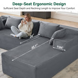 Behost 105" Modular Sectional Couches for Living Room, Deep Seat L Shaped Sofa with Cushions and Pillows, Dark Gray