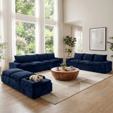 BEHOST 10-Piece Oversize U-Shaped Modular Sectional Sofa, Velvet Cloud Sleeper Couch with Dog Bed & 3 Movable Ottomans, Oversized Deep Seat Living Room Furniture Set,Navy Blue