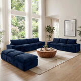BEHOST 10-Piece Oversize U-Shaped Modular Sectional Sofa, Velvet Cloud Sleeper Couch 3 Movable Ottomans, Oversized Deep Seat Living Room Furniture Set,Navy Blue