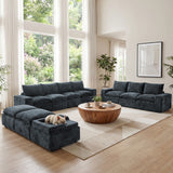 BEHOST 10-Piece Oversize U-Shaped Modular Sectional Sofa, Velvet Cloud Sleeper Couch with Dog Bed & 3 Movable Ottomans, Oversized Deep Seat Living Room Furniture Set,Dark Gray