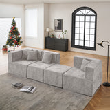 BEHOST 102.5" L-Shaped Cloud Couch Modular Sectional Sofa for Living Room, Light Gray Chenille Fabric Sofa Couch with Ottoman and 4 Pillows, No Assembly