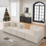 BEHOST 102.5" L-Shaped Cloud Couch Modular Sectional Sofa for Living Room, Beige Chenille Fabric Sofa Couch with Ottoman and 4 Pillows, No Assembly