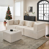 BEHOST 102.5" L-Shaped Cloud Couch Modular Sectional Sofa for Living Room, Beige Chenille Fabric Sofa Couch with Ottoman and 4 Pillows, No Assembly