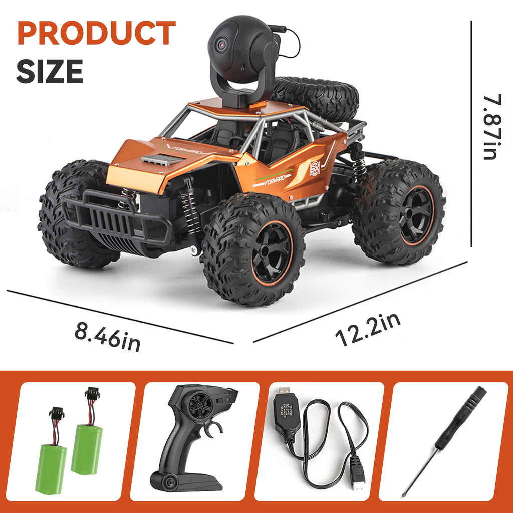 RC Car with 5G HD 1080P FPV Camera, 2.4Ghz Remote Control Car, 1:16 Scale High Speed Electric Carrier Vehicle Monster Trucks for Kids Adults,Orange