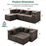 BEHOST 102.5" L Shaped Modular Sectional Sofa with Extra Deep Seats, Cloud Couch for Small Living Room,Teddy Brown