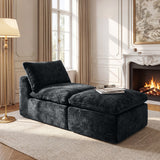 BEHOST Modular Sectional Sofa, Velvet Cloud Sleeper Couch with Ottoman & Extra Deep Seats, Compact Sofa Bed for Living Room & Small Spaces, Dark Gray
