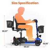 SACVON 4 Wheels Mobility Scooter with Cane Holder for Seniors, Electric Folding Wheelchair Device for Travel