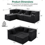 BEHOST 102.5" L Shaped Modular Sectional Sofa with Extra Deep Seats, Cloud Couch for Small Living Room,Teddy Black