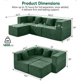 BEHOST 102.5" L Shaped Modular Sectional Sofa with Extra Deep Seats, Cloud Couch for Small Living Room,Teddy Green