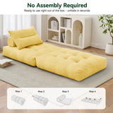 BEHOST 86" 4 Pack Large Futon Sofa Bed for Adults, 3-in-1 Convertible Folding Chair Bed Sleeper Chair, Sunshine Yellow