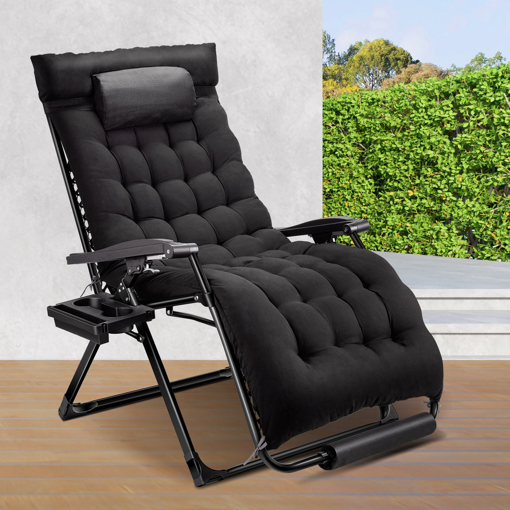 Zero Gravity Chair ,Oversized XXL Ergonomic Patio Recliner Folding Reclining Chair for Indoor and Outdoor,Black