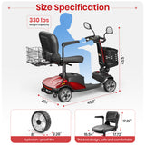 SACVON Upgrade 4 Wheel Mobility Scooter for Seniors, Foldable Powered Mobile Wheelchair for Adult 330lbs