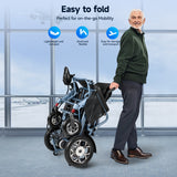 SACVON Lightweight Electric Wheelchair for Adults,Only 59 Lbs All Terrain Motorized Wheelchair,22 Miles Long Travel Range,2 Storage Bags