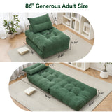 BEHOST 86" Large Futon Sofa Bed for Adults, 3-in-1 Convertible Folding Chair Bed Sleeper Chair, Green