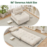 BEHOST 86" Large Futon Sofa Bed for Adults, 3-in-1 Convertible Folding Chair Bed Sleeper Chair, Beige