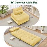 BEHOST 86" 4 Pack Large Futon Sofa Bed for Adults, 3-in-1 Convertible Folding Chair Bed Sleeper Chair, Sunshine Yellow