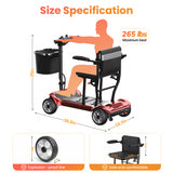 SACVON Ultra Lightweight Mobility Scooter for Seniors,43Lbs Aluminum Electric Wheelchair,Lithium Battery,Suitable for Travel