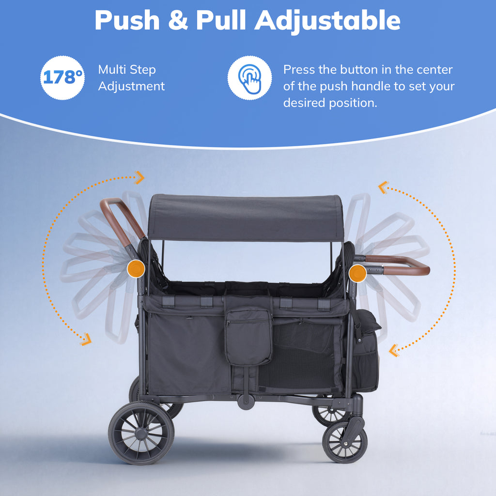 stroller with toddler step SACVON Toddler Stroller Wagon for 4 Kids with Cooler Bag,Parent Organi – Keenstone.com