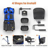 SACVON 4 Wheels Mobility Scooter with Cane Holder for Seniors, Electric Folding Wheelchair Device for Travel