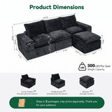 BEHOST 4-Piece 102" L-Shaped Modular Sectional Sofa, Velvet Cloud Sleeper Couch with 2 Movable Ottomans, Deep Seat Living Room Furniture Set,Dark Gray