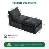BEHOST Modular Sectional Sofa, Velvet Cloud Sleeper Couch with Ottoman & Extra Deep Seats, Compact Sofa Bed for Living Room & Small Spaces, Dark Gray